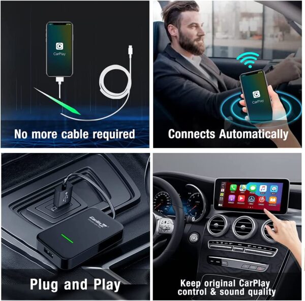 Wireless CarPlay Dongle Adapter, Universal CarPlay Adapter Plug and Play 2