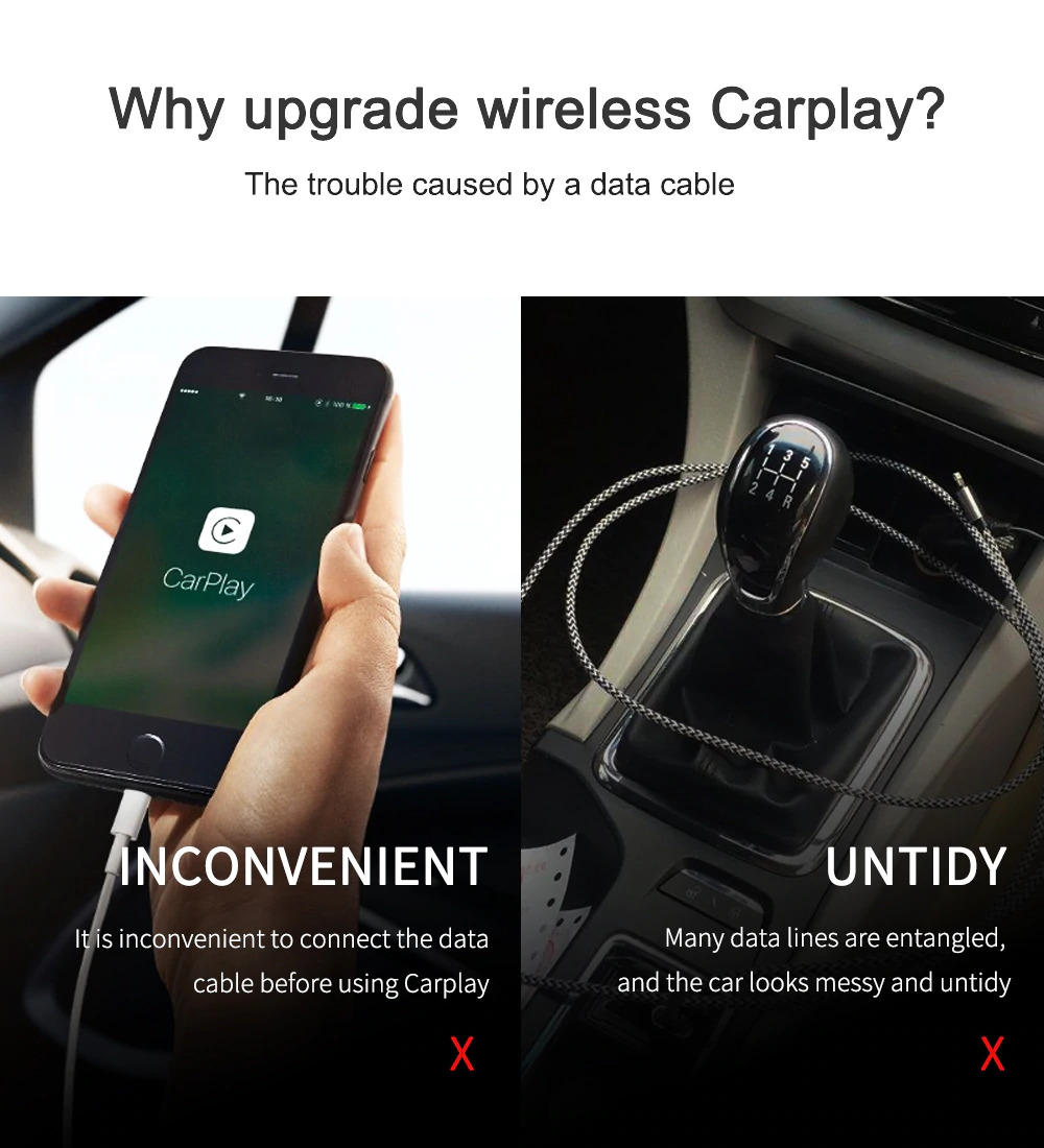 CarPlay adapter to convert wired CarPlay to wireless for original car head unit 13